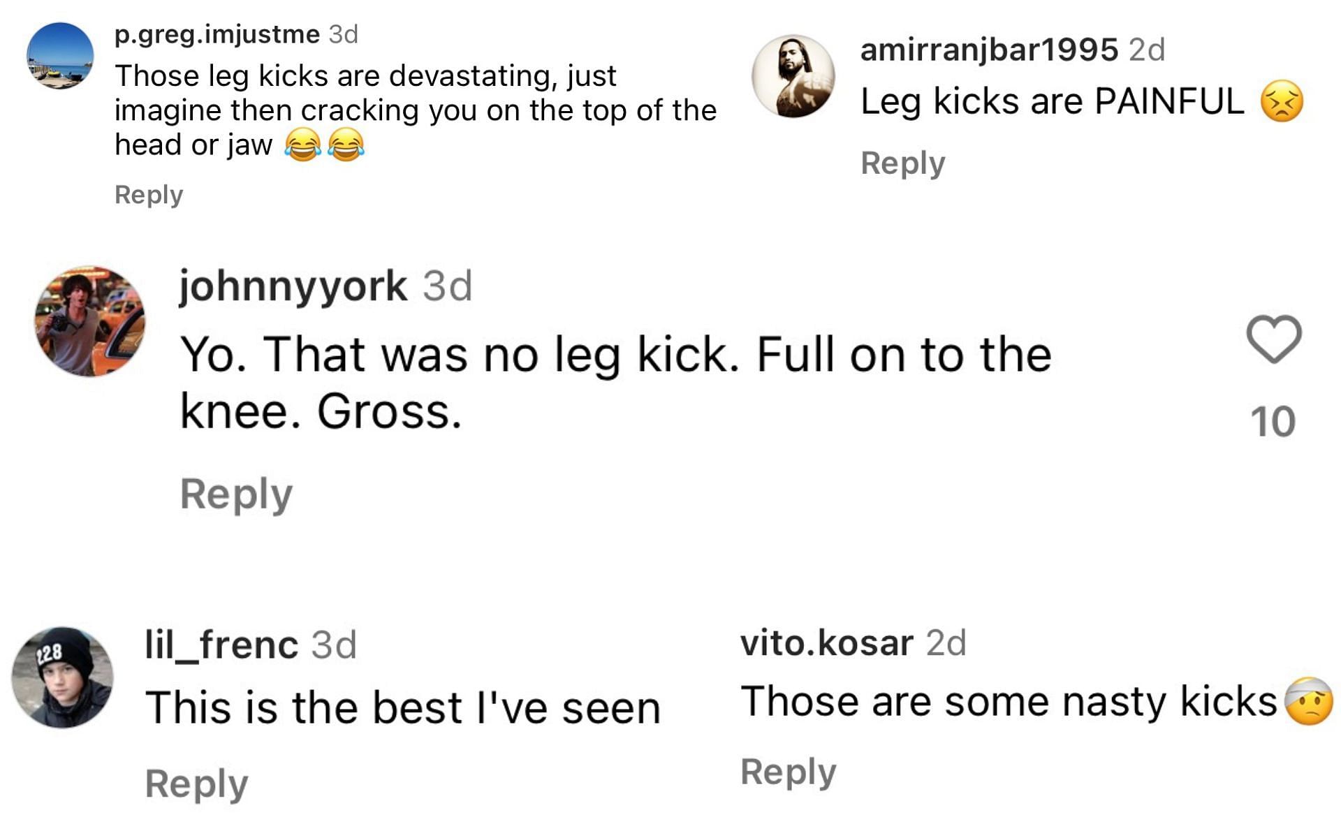Instagram comments.